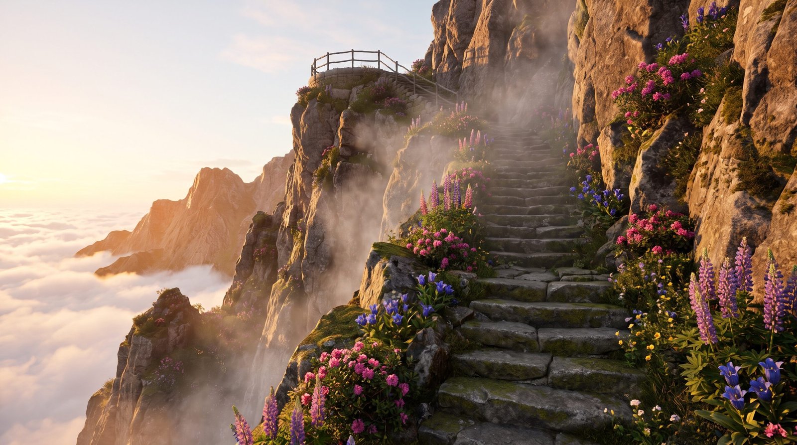Stairway Through The Mountains Wallpaper